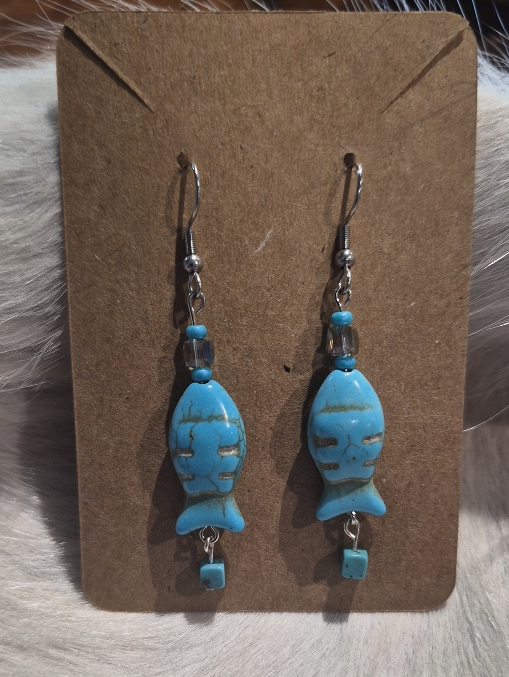 Handmade Turquoise Fish Dangle Earrings